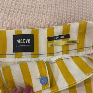 Maeve  Colette Mustard and White Striped Shorts